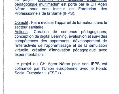 Projet FSE+ "Création d'un dispositif d'ingénierie pédagogique multimédia"